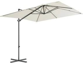 Guarda-sol Cantilever com Poste em Aço - 250x250 cm - Cor Areia