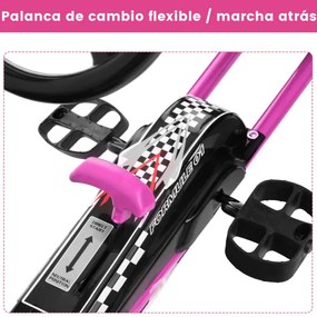 Carro de pedais para crianças de corrida de kart com rodas de borracha, embreagem e travão 98 x 59 x 61 cm rosa