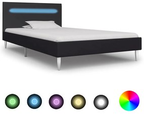 vidaXL Estrutura de cama com LED em tecido 90x200 cm preto