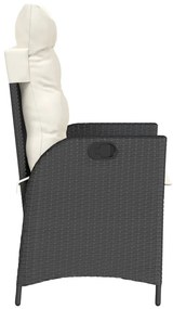 Cadeiras de jardim reclináveis c/ almofadões 2pcs vime PE preto