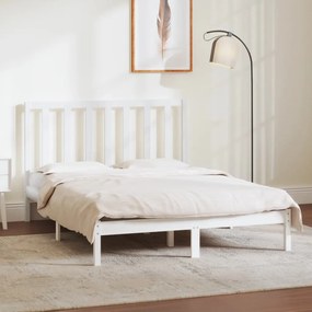 Estrutura de cama 140x190 cm madeira de pinho maciça branco