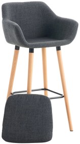 Banco de bar Grant em tecido e com estrutura de Cor Natural 55 x 99 x 46 cm Cinzento escuro