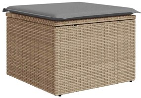 6 pcs conjunto sofás jardim com almofadões vime PE/acácia bege