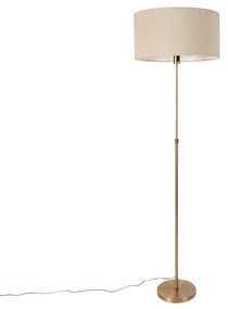 Candeeiro de pé ajustável bronze com abajur castanho claro 50 cm - Parte Design