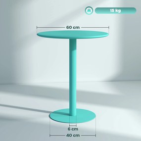 Mesa de bar redonda para 2 pessoas, Ø60 cm, moderna (CADEIRAS NÂO INCLUIDAS),  com base redonda e estrutura em aço, para interior e exterior, verde