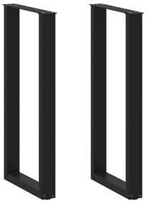 vidaXL Pés de mesa de bar em forma de U, 2 peças, preto, 50x(100-101) cm, aço