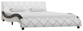 vidaXL Estrutura de cama 140x200 cm couro artificial branco e preto