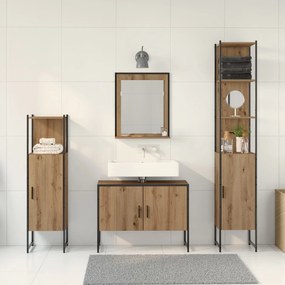 Conjunto de Móveis de Casa de Banho de 4 Peças Carvalho Artesanal Made