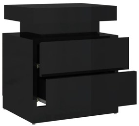 Mesa de cabeceira 45x35x52 cm aglomerado preto brilhante