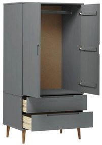 Roupeiro MOLDE 90x55x175 cm pinho maciço cinza