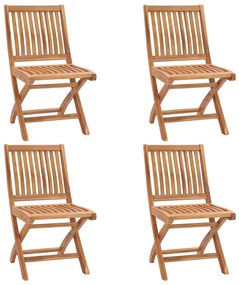 vidaXL Cadeiras de jardim dobráveis 4 pcs madeira de teca maciça