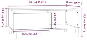 Mesa de centro 90x50x36,5cm derivados madeira carvalho castanho