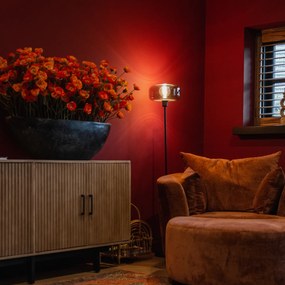 Candeeiro de pé Art Deco preto com vidro fumê - Bizle