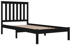 Estrutura de cama pequena solteiro 75x190 cm pinho maciço preto