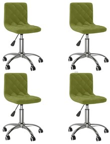 vidaXL Cadeiras de jantar giratórias 4 pcs veludo verde-claro