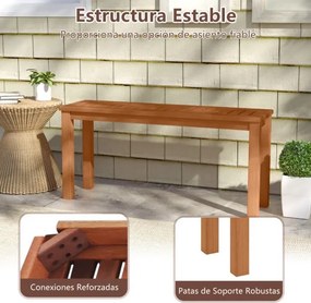 Banco de madeira para jardim com assento de ripas 100 x 30 x 47 cm para a entrada do alpendre do jardim Castanho