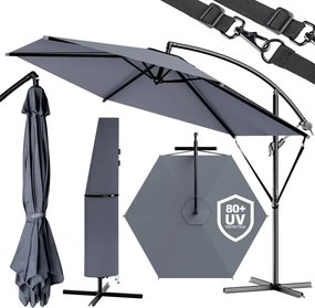 Guarda-sol cantilever em alumínio Ø300cm Proteção UV 80+antracite