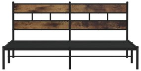 Estrutura de cama sem colchão 183x213cm metal carvalho fumado