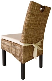 Cadeiras de jantar, 4 pcs, vime Kubu e madeira de mangueira