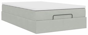 Estrutura de cama otomana com colchão cinza claro Veludo