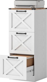 Bloco gavetas escritorio, 40 x 40 x 101 cm, 3 Gavetas para Pastas Suspensas, Branco