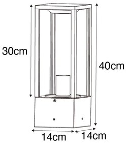 Candeeiro industrial de pé para exterior castanho ferrugem 40 cm IP44 - Charlois Industrial