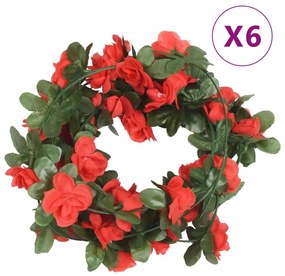 vidaXL Grinaldas de flores 6 pcs 250 cm vermelho