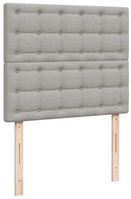 Cama box spring c/ colchão e LED 120x190 cm tecido cinza-claro