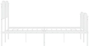 Estrutura de cama com cabeceira e pés 140x200 cm metal branco