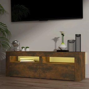 Móvel de TV com luzes LED 120x35x40 cm carvalho fumado