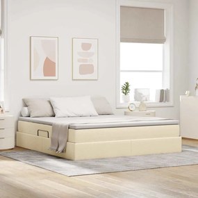 vidaXL Cama com arrumação e colchão Creme 160 x 200 cm Poliéster