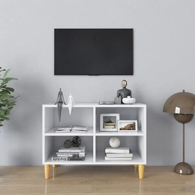 Móvel de TV com pernas em madeira maciça 69,5x30x50 cm branco