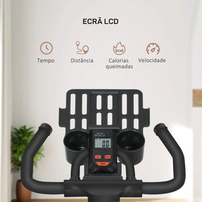 Bicicleta Estática com Volante de Inércia 8 kg Ecrã LCD Guiador e Assento Ajustáveis 103x53x110-114 cm Azul