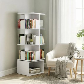 Estante com 4 prateleiras, giratória, com compartimentos abertos 40 x 40 x 124,6 cm Branca