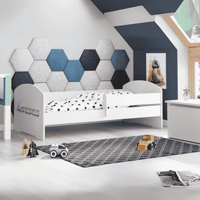 Cama infantil Luk comboio 140x70 branca - colchão e estrado incluído