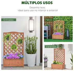 Floreira com Treliça de Madeira Caixa de Plantio com Suporte para Plantas Trepadeiras para Cultivos 70x28x117 cm Madeira