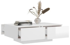 Mesa de Centro Davi com 4 Gavetas - Branco Brilhante - Design Moderno