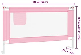 Barra de segurança p/ cama infantil tecido 140x25 cm rosa