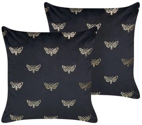 Conjunto de 2 almofadas decorativas em veludo preto 45 x 45 cm YUZURI Beliani
