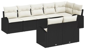 Conjunto de Sofá de Jardim vidaXL de 8 Peças com Almofadas Preto Ratta