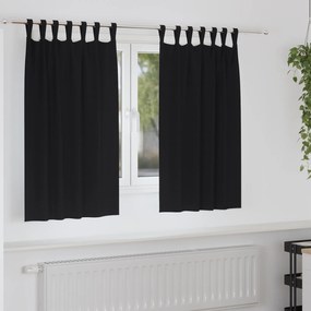 vidaXL Cortinas opacas com cortinas 2 pcs Preto 140 x 140 cm Poliéster