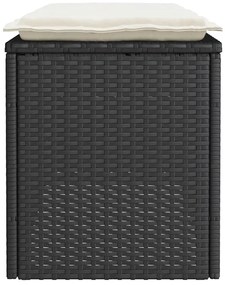 Banco de jardim com almofadão 110x40x44 cm vime PE preto