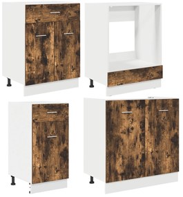 Conjunto de Armários de Cozinha 8 Peças Carvalho Fumado Madeira de Eng