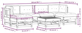7pcs conjunto lounge jardim c/ almofadões madeira maciça branco