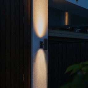 Candeeiro de parede exterior preto 2 luzes IP44 - Duo