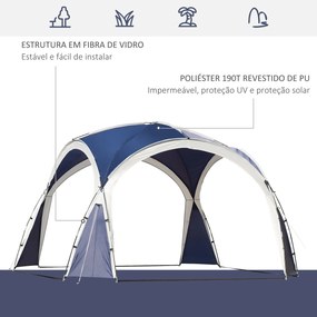 Abrigo de Campismo Dobrável – 3,5x3,5x2,22 m – Azul e Cinza Claro – Pr