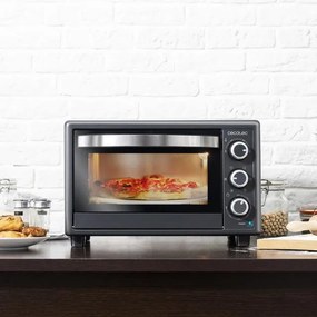 Mini-forno de convecção de 26 litros Bake&amp;Toast 2600 Black 4Pizza com pedra especial para pizzas e 6 funções diferentes.