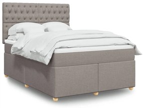 vidaXL Cama com molas/colchão 160x200 cm tecido castanho-acinzentado