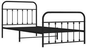 Estrutura de cama com cabeceira e pés 107x203 cm metal preto