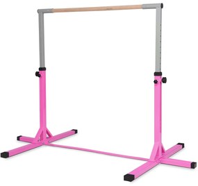 Barra de ginástica horizontal para crianças Barra de treino ajustável em altura Carga ajustável até 100 kg Rosa